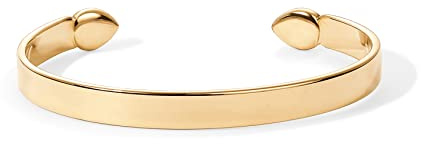 PAVOI 14K Yellow Gold Plated Stainless Steel Bangle Bracelets for Women | Plain Adjustable Mantra Cuff Bangle | Birthday Gifts for Women