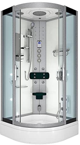 AcquaVapore Dampfdusche Duschtempel Sauna Dusche Duschkabine D46-60T3-EC 100x100 cm mit 2K Scheiben Versiegelung