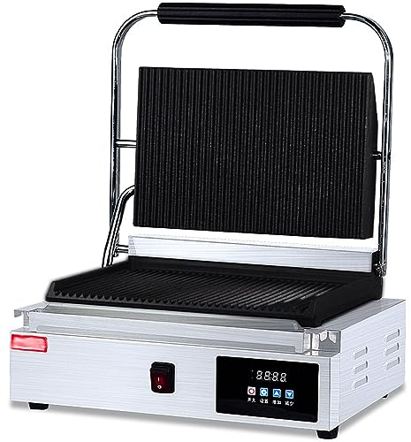 RUYICZB Commercial Electric Sandwich Hamburger Maker, Double-Sided Heating Panini Press Machine, Stainless Steel Breakfast Maker 2200W Electric Non-Stick Toaster Grill Making Machine