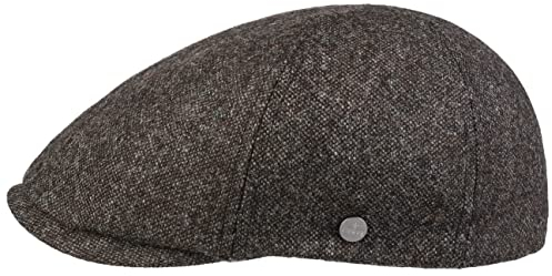 LIERYS Dunlap Wool Duck Flatcap Herrenmütze mit Schirm Wollcap Herbst Winter braun L (58-59 cm)