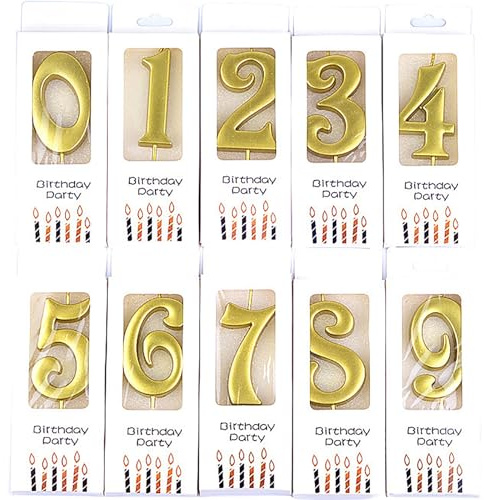 10-Pieces Numeral Birthday Candles, Birthday Digital Candle Baking Dessert Cake Party Romantic Atmosphere Decoration Number 0-9 Cake Top Decoration for Birthdays Wedding Anniversaries Parties