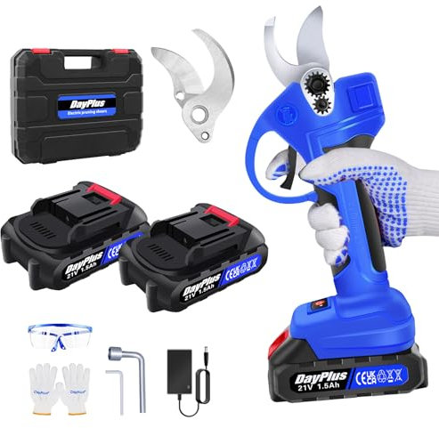 Forbici Potatura a Batteria, 30mm Forbici Potatura Elettriche, con 21V 3000mAh Batteria, Motore Brushless, Cesoie a Batteria per Potatura per Potatura Giardino Albero da Frutta Delle Viti