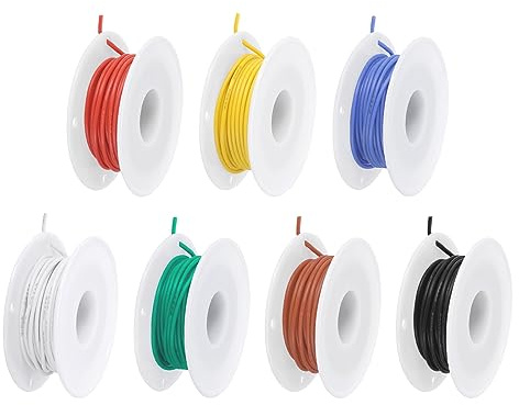 QUARKZMAN 24AWG Kabel Elektrischer Draht 0,21 mm² Stromkabel 7 Farben | Erdkabel, Litzenkabel, Verlängerungskabel, Verzinntes Kupferkabel, 9 Meter, Hohe Temperatur Leitung, für Kfz Kabelkanal
