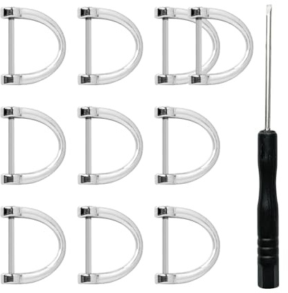 FRUHLING D-Ringe Silber Metall, 10 Stück, Hufeisenform | Halbringe, D-Ring, Abnehmbar mit Schraubendreher, Für Taschen DIY Leder Handwerk Geldbörse Schlüsselanhänger
