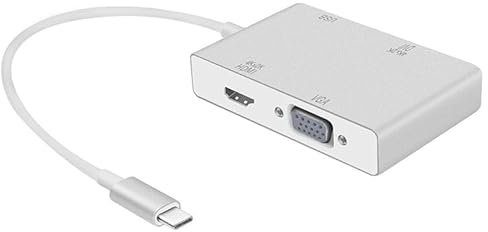 CHICHIYANG 4 in 1 USB-C Type-C to 4K HDMI VGA DVI Converter USB 3.0 Port Hub Adapter Cable Multiport Convert