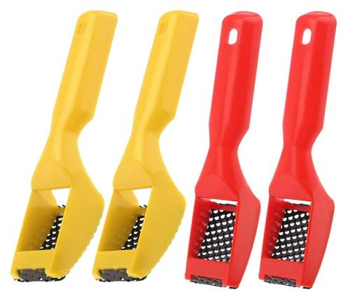 Omninmo 4pcs Surform Shaver Tool Hand Rasp Shaver Tool Multi-Rasp Shaver Second-Cut Tooth Mill File Hand Plane Mini File Hand File, Red & Yellow