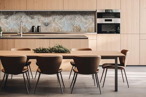 Küchenrückwand Verbundplatte BETONWAND MIT Rissen 260 x 60 cm | Spritzschutz Küche für Herd Spüle | Premium Qualität, Alu Dibond, Stärke 3 mm - Made in EU | Inklusive Kleber