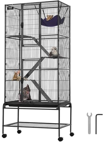 VEVOR 755x455x1755mm Frettchenkäfig aus Metall, 4-stöckiger Kleintierkäfig mit Rampen und Tablett, einfach aufzubauen für Hausratten, Hamster, Meerschweinchen, Chinchillas, Eichhörnchen, Igel, Hasen