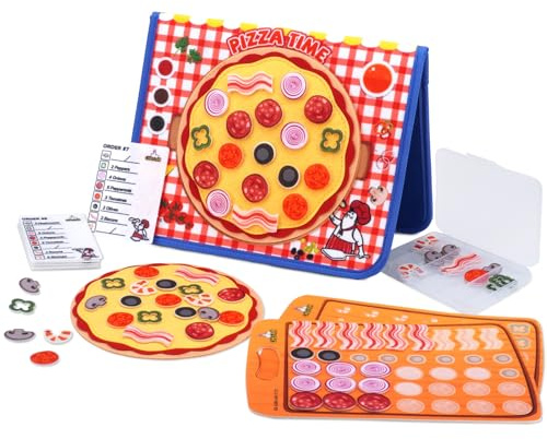 CHEFAN Pizza Counting Felt Board for Toddlers, Number Learning Toys, Make Pizza Time for Vegetables, Preschool Math Games, Manipulatives for Preschool