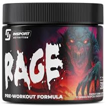 INSPORT Nutrition - RAGE - Pump Preworkout & Trainingsbooster - Citrullin + Beta-Alanin + L-Arginin + Koffein - Pulver 300g - 85 Portionen - Geschmack: (300g, Energy Drink)