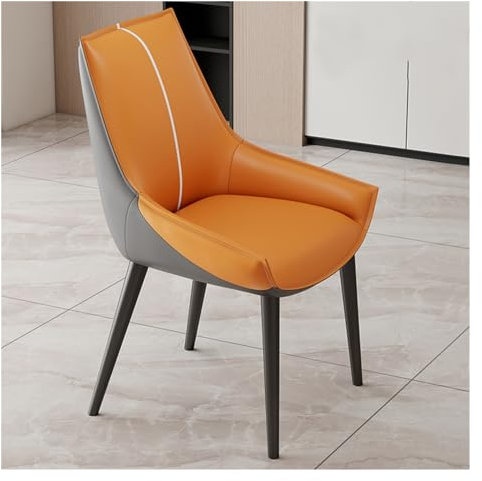 Esszimmerstühle im Mid-Century-Stil, Wohnzimmerstuhl mit Akzentarm, Kunstleder, Küchen- und Esszimmerstühle mit Metallbeinen für Empfang, Wartezimmer, Schlafzimmer (Orange)