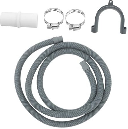 Angoily 2.5m Washing Machine Drain Hose Extension Kit Corrugated Hose U-Bend Holder Easy to Install Leakproof