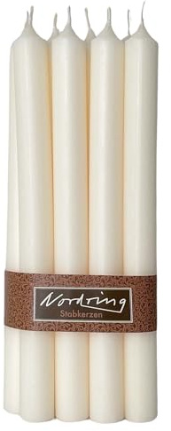 Nordring 8 Stabkerzen Rustik creme 2,2 x 18 cm hoch durchgefärbt RAL-zertifiziert