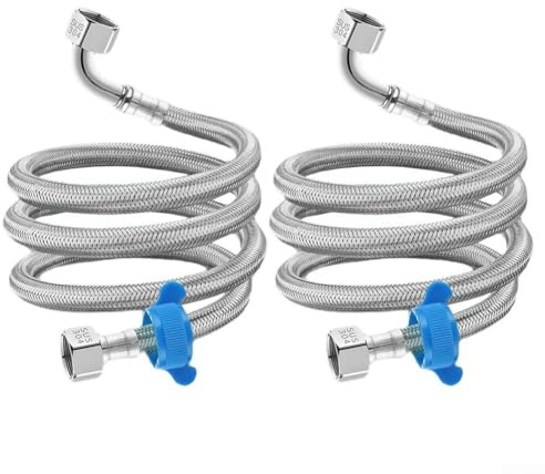 ARMYJY 2 Pcs Flexible Pipe Contectors,2M Stainless Steel Elbow Hose Plumbing 1/2 x1/2 Fitting Plumbing For Bathrooms Kitchen