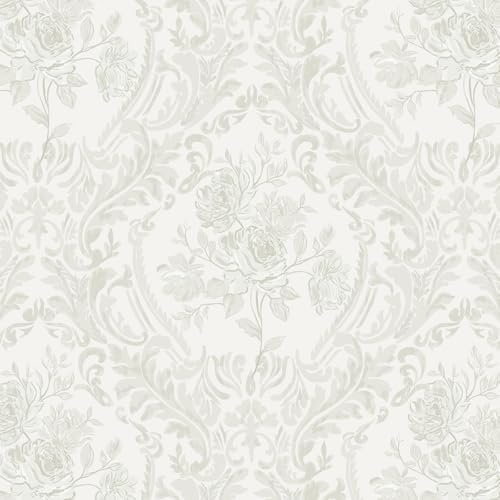CiCiwind Selbstklebende Tapete Grau Blumen Tapeten 44×300cm Wasserdicht Möbelfolie Vinyl Klebefolie Selbstklebend Abnehmbar Klebetapete Selbstklebend Wand Schränke Möbel