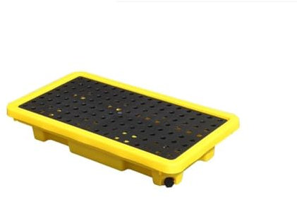 Öltank-Auffangwanne, Ölfass-Auffangplattform, modulare Auffangpalette mit Ablauf- und Gabelstaplertaschen, industrielle Gitterwanne für Farbeimer, Chemikalien (20 l/66 x 36 x 12 cm)