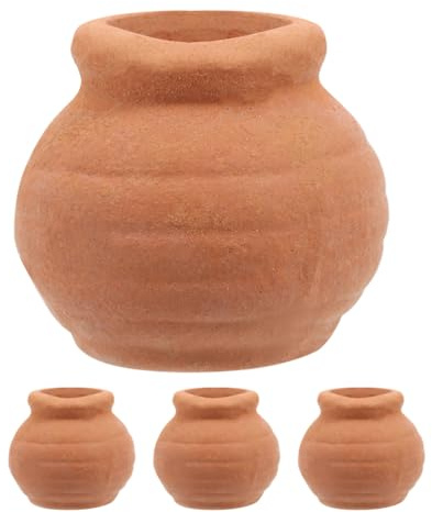 Toddmomy 4pièces Pots de Fleurs Terre Cuite pour Plantes Intérieur Mini Pots Argile pour Cactus et Petites Fleurs Jardinières Céramique Compactes