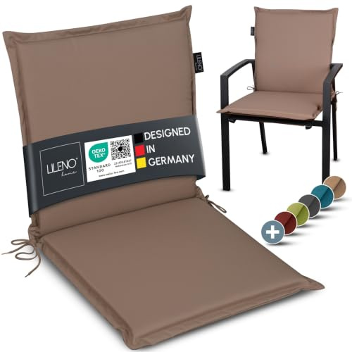 LILENO HOME Gartenstuhl Auflagen [1er Set - Niedriglehner] in Taupe | bequeme Liegen als Sitzauflagen für Gartenmöbel - Stuhlkissen für Gartenstühle und Klappstühle MIA