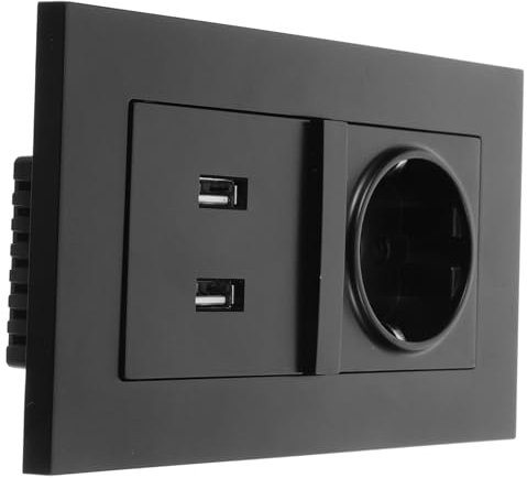 OSOLADY Prise Murale Standard avec Double Port USB Chargement Multiple pour Maison Hôtel Bureau Noir