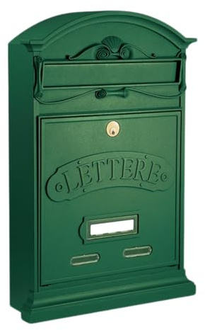 ALUBOX Cassetta Postale Da Esterno 42X27X8,5 Cm Cassetta Posta In Acciaio Zincato Resistente alle Intemperie e Durevole Nel Tempo Cassette Postali Per Esterno Serratura Antiscasso (VERDE)