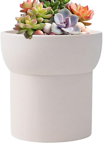 Keramikpflanztopf - weißer glasierter Behälter mit Entwässerungslöchern, langlebiger Zimmerpflanzer | Tischplatte und Bodennutzung für , Aloe, Monstera, Orchidee, Bonsai, Dekorationshalter in In