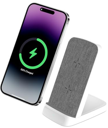 SENGiMC 15W Fast Wireless Charger Stand, Wireless Charging Station for iPhone 16 15 14 13 12 11 9 8 XR, Samsung Galaxy S25 Ultra S24 S23 S22 S21 S20 S10 S9 Note 20