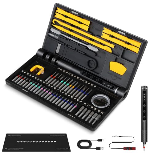 Set di cacciaviti di precisione elettrico, 71 in 1 stazione di lavoro con 5 livelli di velocità 180 U min 2 coppie 3 N m S2 punte in acciaio tipo C precision screwdriver set per cellulare portatile