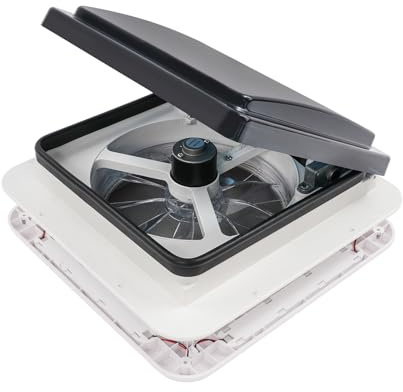 Ventilatore da tetto per camper, 12 V, ventola di scarico per tetto, 6 impostazioni di velocità regolabili con telecomando e luce LED a risparmio energetico, 36 x 36 cm