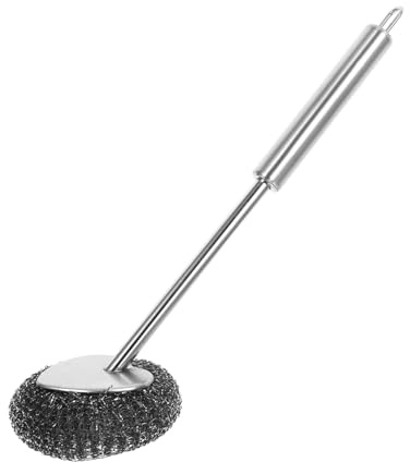 Garneck Stainless Steel Kitchen Brush Pot and Cleaning Brushes Stainless Steel Cookware Cleaner Cleaning Dish Scrubber Silver