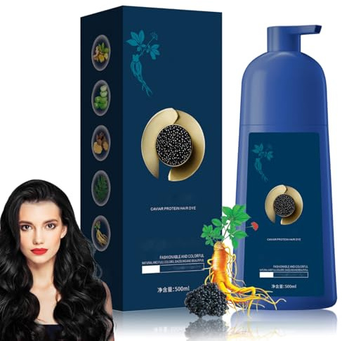 Qiweitang Hair Dye Shampoo, Qiweitang Haarfärbeshampoo, Caviar Protein Haarfarbe Dunkelbraun, Black Hair Dye Shampoo Haarfarbe Schwarz, Sofort Haarfarbeshampoo für Gegen Graue Haar (Naturschwarz)