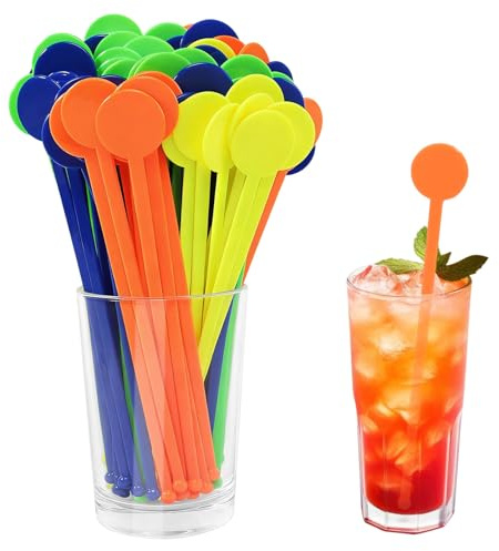 160 Pcs Reusable Cocktail Stirrers Plastic Cocktail Disc Stirrers Whiskey Stirrer Stirring Sticks Cocktails Swizzle Sticks for Juice Coffee Beverage Tea