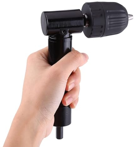 Bohrfutter Adapter 90 Grad, 0.8-10 mm Schnellspann Bohrfutter, Winkelbohraufsatz 90 Grad Rechter Winkel Bohren Adapter, Winkelbohr Vorsatz 90-Grad-Bohrverlängerung Rechtwinkelbohrer Steckdosenaufsatz
