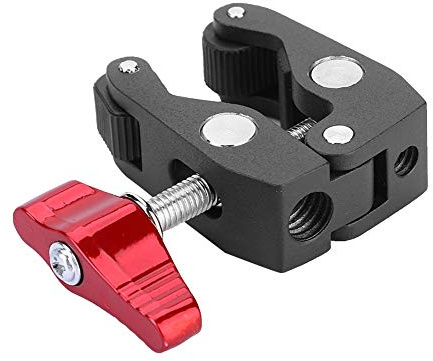 Keenso Kraftig Aluminiumlegering Ledad Magisk Armmonteringsklämma för Kamerafäste Adapter, LED-lampor, Flexibel Klämma för Fotograferingstillbehör, Svart och Rött Material, 1/4'' & 3/8'' Gängor