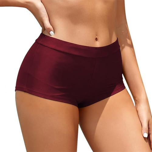 Rayson Slip Bikini da Donna Estate Classico Costumi da Bagno Curvy Semplice Pantaloni da Nuoto a Vita Media(Bordeaux,M)