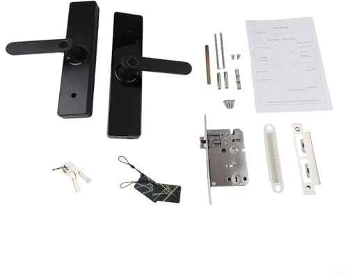 Serratura intelligente per porta con impronte digitali, con maniglia, controllo app, accesso senza chiave 5 in 1 tramite chiave con codice scheda IC, doppia verifica di sicurezza per ufficio domestico