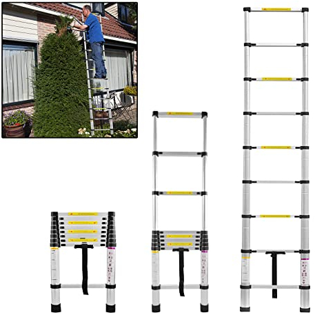 LARS360 - Scala telescopica multifunzione estraibile multiuso con conduttori di alta qualità in alluminio