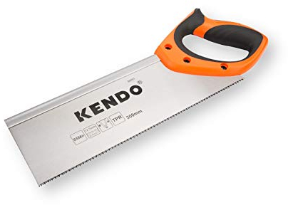 KENDO Zapfensäge 300 mm – 12 Zähne/Zoll – Rückensäge Feinsäge – FastCut – ergonomische Bi-Materialgriff – Gehärtete, dreifach geschliffene Verzahnung – Zum Sägen von Holz