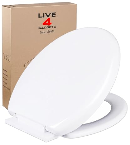 Slow Soft Close Toilet Seats White, Top Fixing, Stay Tight Lid Oval Shape, Heavy Duty Urea-Formaldehyde Anti-Bacterial Material Hygienic Easy to Clean for Bathroom Washroom Home