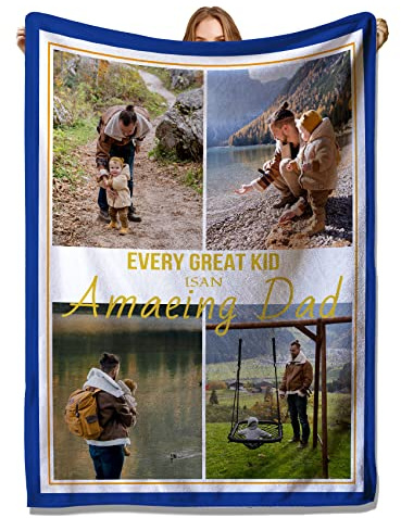 YUzzles Decke mit personalisierten Fototexten, Bilder Collage Throw Blankets, für Paare Freunde Familie Haustiere Geschenke (4 Fotos)