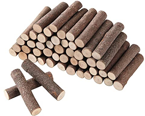 LAZACA Palillos de madera para manualidades de ramas, palos de registro de madera, corteza de árbol natural, decoración rústica para el hogar DIY (longitud 5 cm/40 unidades)