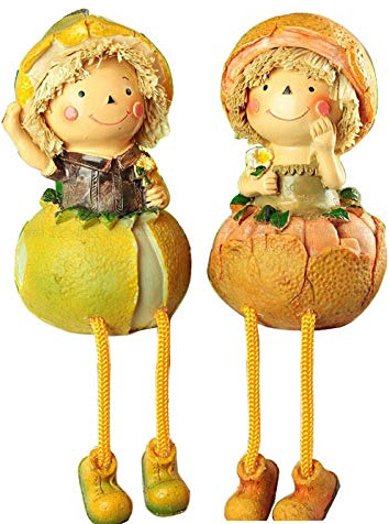 Home Kitchen - Estatua decorativa de frutas y verduras para espantapájaros con patas colgantes para estantes, encimera, ventana, decoración de armario