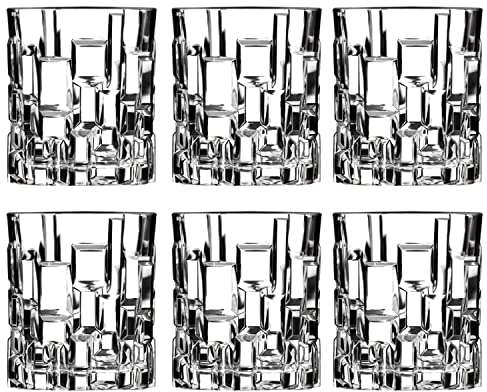 Zcoolo Juego de 6 Vasos de Whisky 300ml/10oz, Vaso de Whisky Robusto Cristalino Sin Plomo para Escocés, Borbón y Más, Con Caja de Regalo (D)
