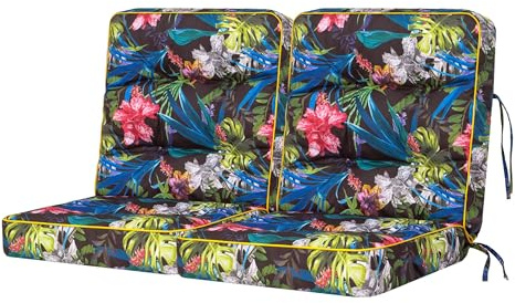 Bankauflage für Gartenmöbel, Gartenbank, Polsterauflage für Hollywoodschaukel, Auflagen für Gartenschaukelkissen, Sitzkissen, Stuhlauflage, Indoor/Outdoor - Bunte Bläter - 100 cm (2 x 50 cm)