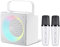 HIUYRFS Máquina de Karaoke con 2 Micrófonos Inalámbricos, Altavoz Bluetooth Efectos Cambiador de Voz y Luces LED, Karaoke Completo Portátil Soporte Tarjeta TF, AUX, USB, Blanco