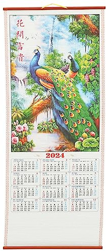 HOMSFOU 2024 Chinesischer Wandkalender 2024 Das Jahr Des Drachen Hängekalender Feng Shui Dekoration Für Wohnzimmer Büro B