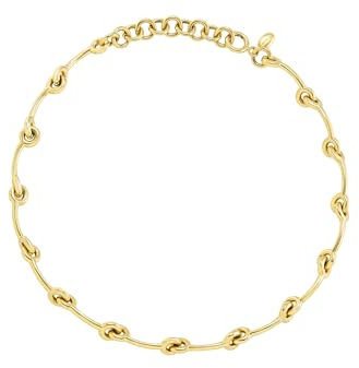 Breil, Collezione Tie Up, Collana Donna in Acciaio Specchiato IP Gold, Gioiello Donna Elegante e Sofisticato con Piccoli Nodi o Intrecci, Lunghezza Regolabile 39-46 cm, Colore Gold