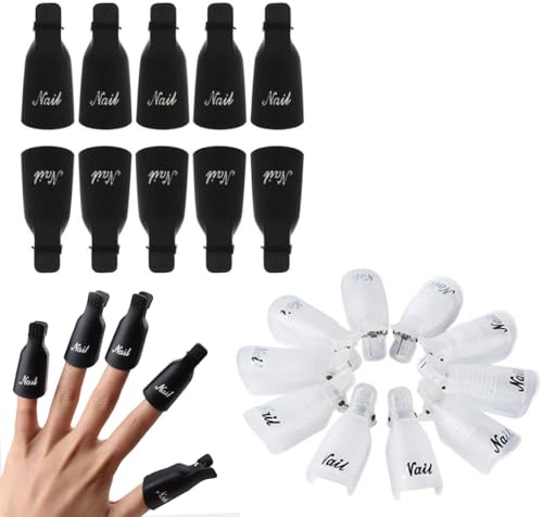 INGJIA Nagellackentferner Clips, Nagel Clips,20 Stück Nagelclips, Nagel Klammer, Nails Art ​Gel Cap, Soak Off Clip Cap UV Gel poliermittel Entferner Wrap Nail Tool
