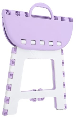 Escabeau Pliable, Escabeau Pliant en Plastique Large Application Résistant à l'usure pour la Maison (Violet Clair)