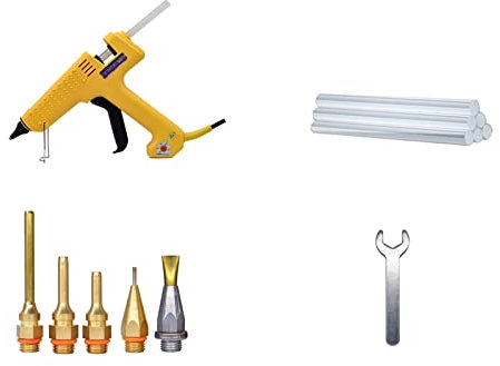 Pistola Per Colla A Caldo Efficiente Pistola for colla a caldo professionale da 250 W Set pistola for silicone ad alta potenza a temperatura regolabile utilizzando ugello di rame da 2,0 mm con stick d