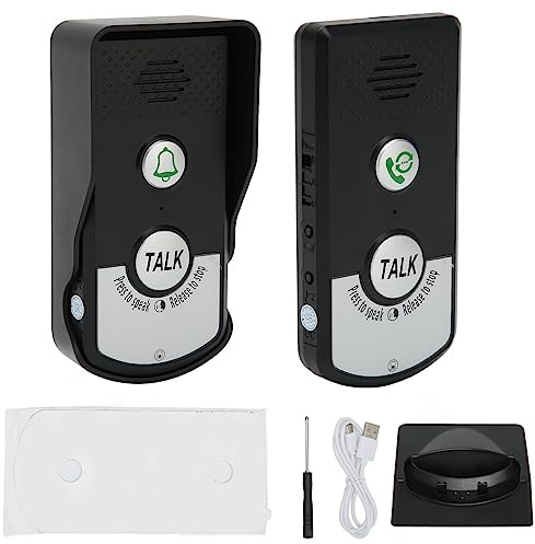 Sonnette Sans Fil, Vocal, Étanche IP54. Longue Distance, Batterie Intégrée. Kit Noir Pour Maison Et Hôtel. Installation Facile Sans Câblage Requis